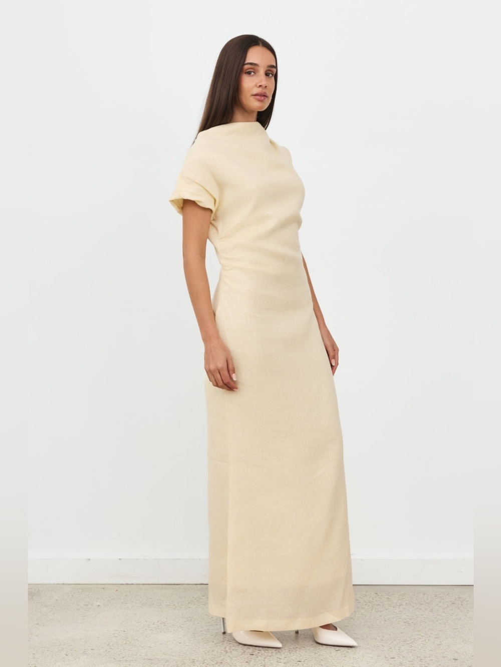 Modi the label Butter Yellow Valencia Linen Maxi Dress